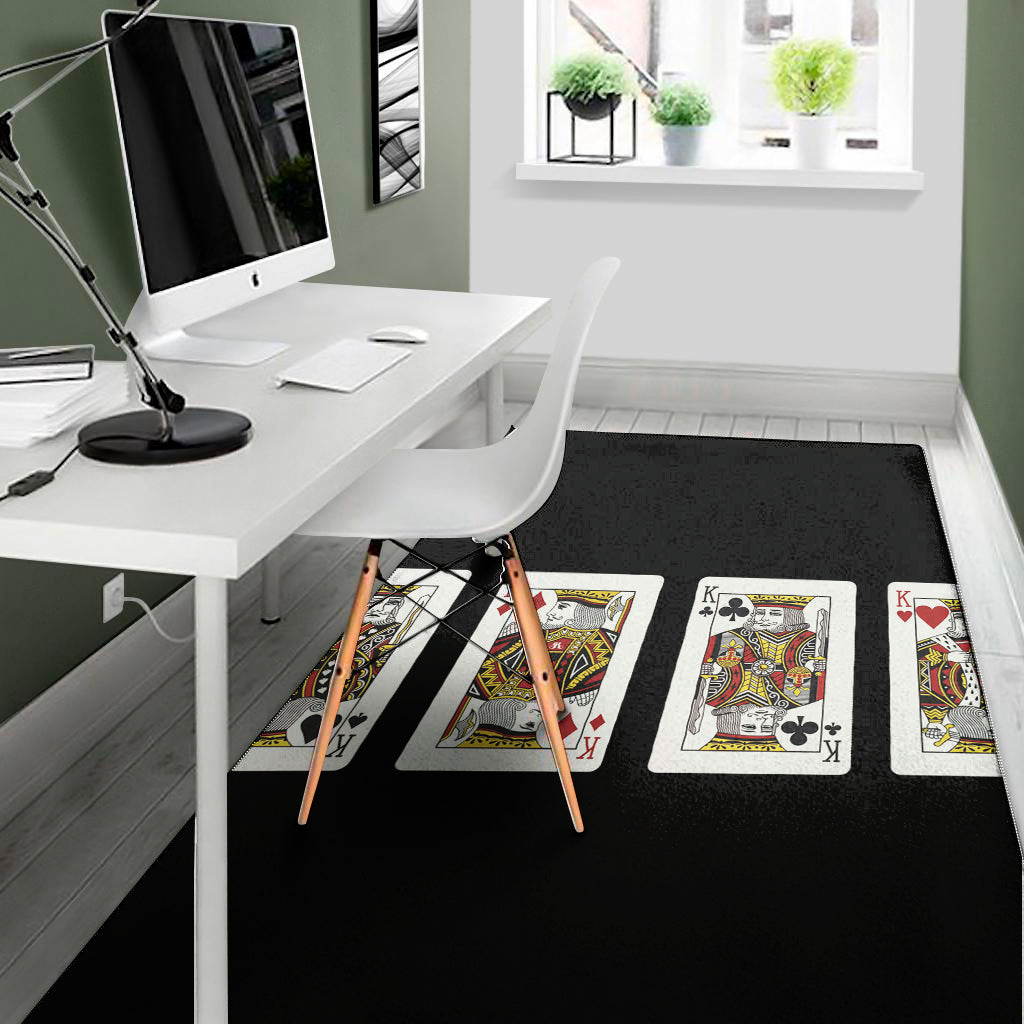 Four Kings Playing Cards Print Area Rug