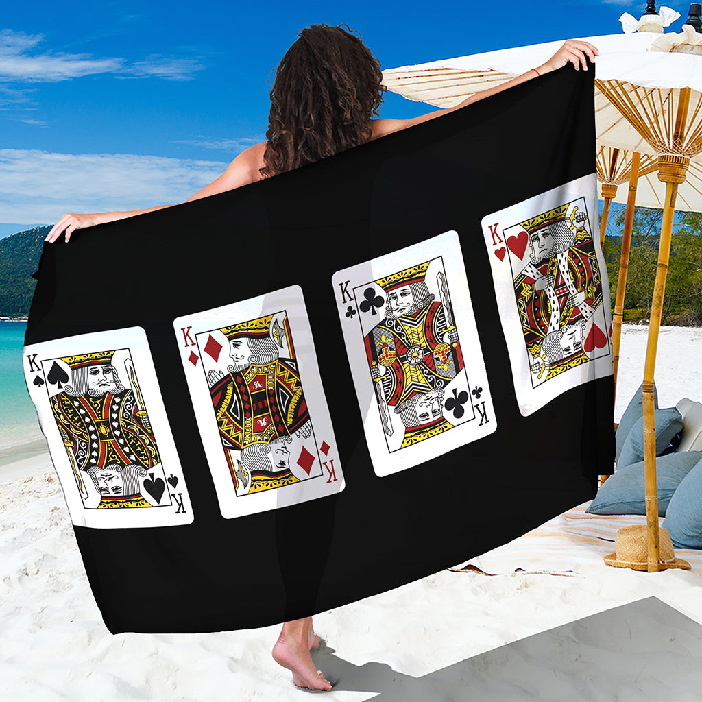 Four Kings Playing Cards Print Beach Sarong Wrap