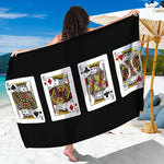 Four Kings Playing Cards Print Beach Sarong Wrap
