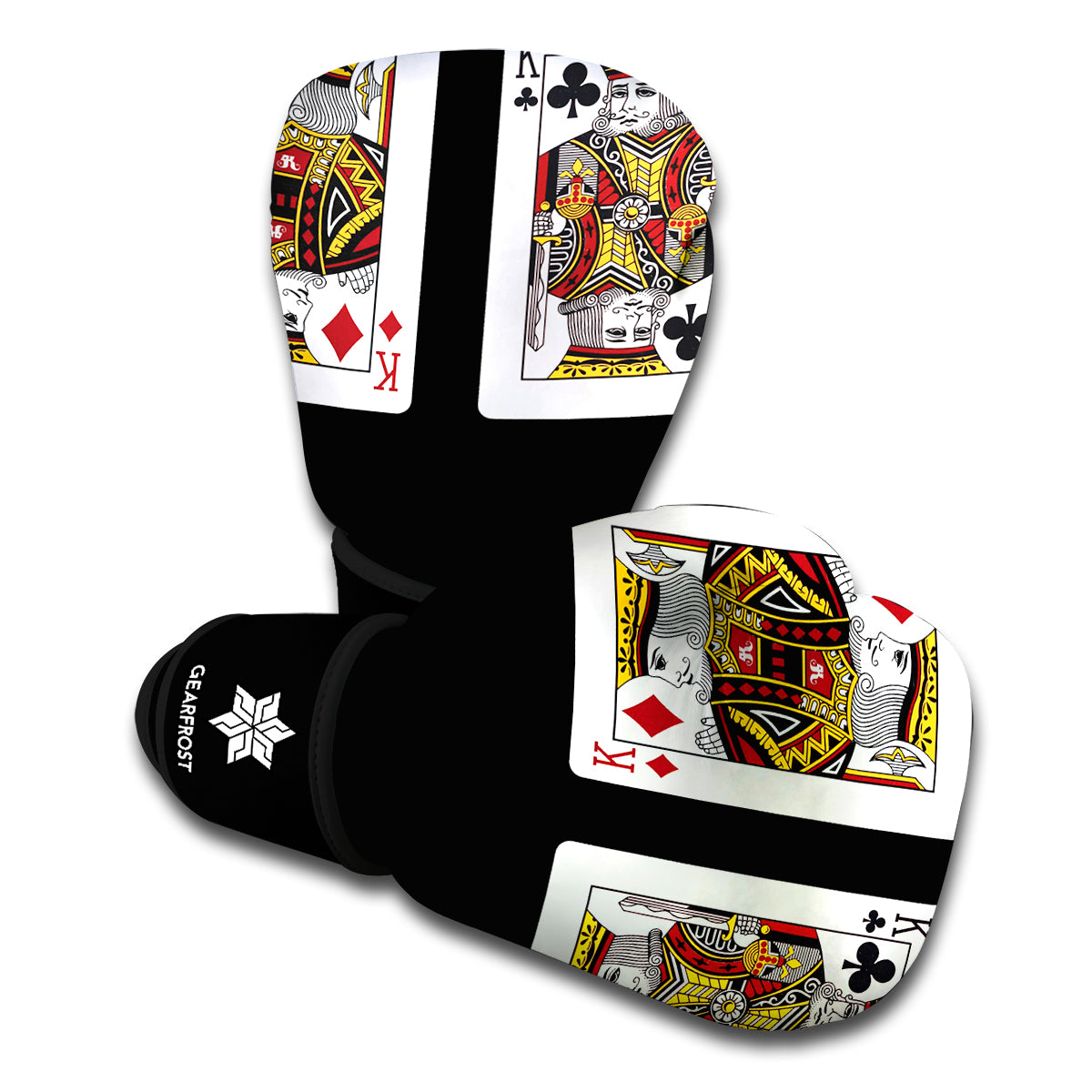 Four Kings Playing Cards Print Boxing Gloves