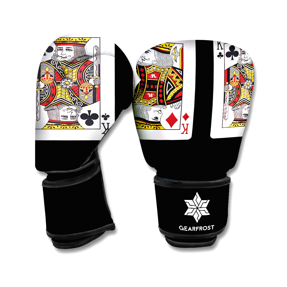 Four Kings Playing Cards Print Boxing Gloves