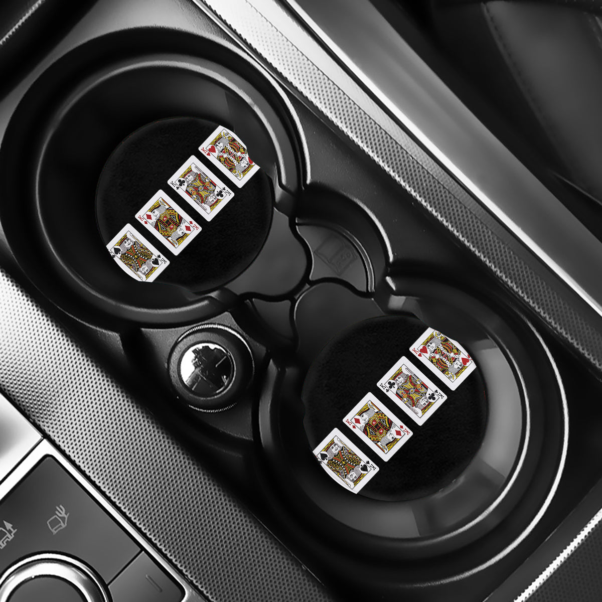Four Kings Playing Cards Print Car Coasters