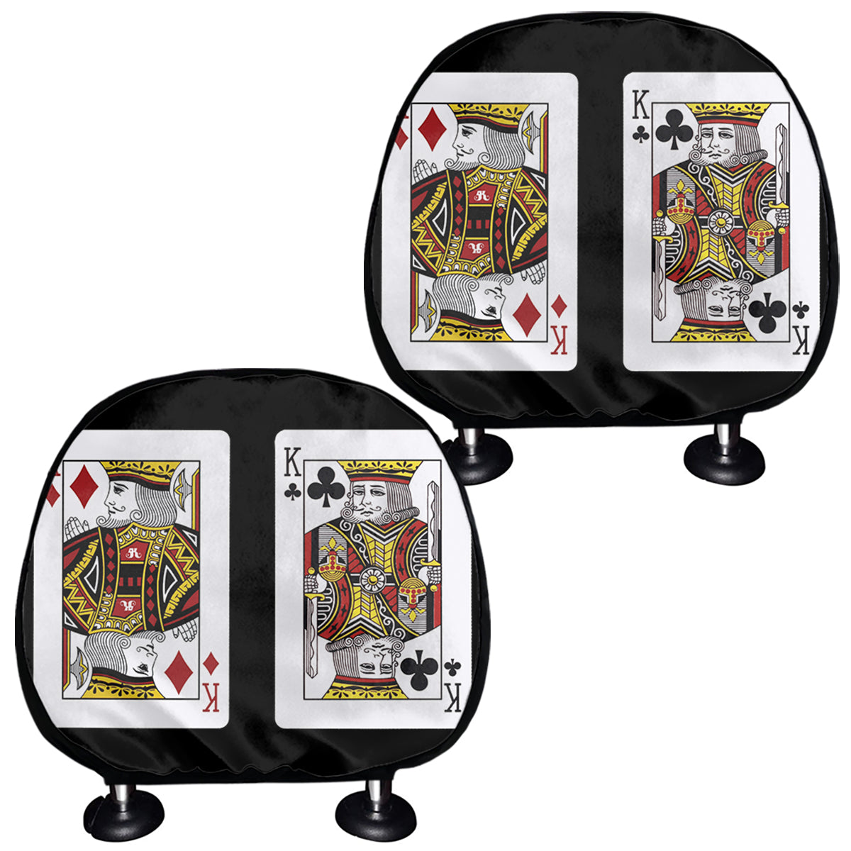 Four Kings Playing Cards Print Car Headrest Covers