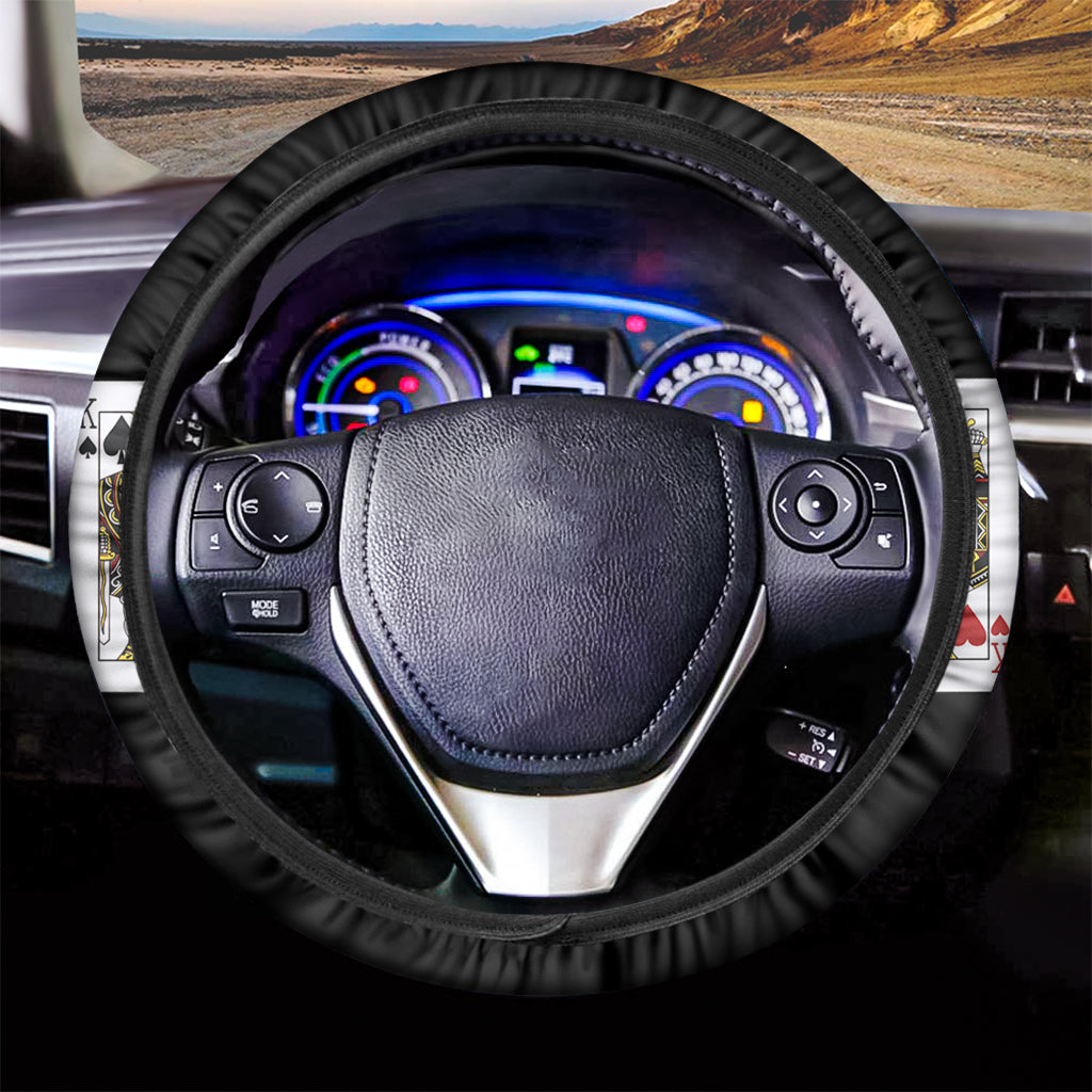 Four Kings Playing Cards Print Car Steering Wheel Cover