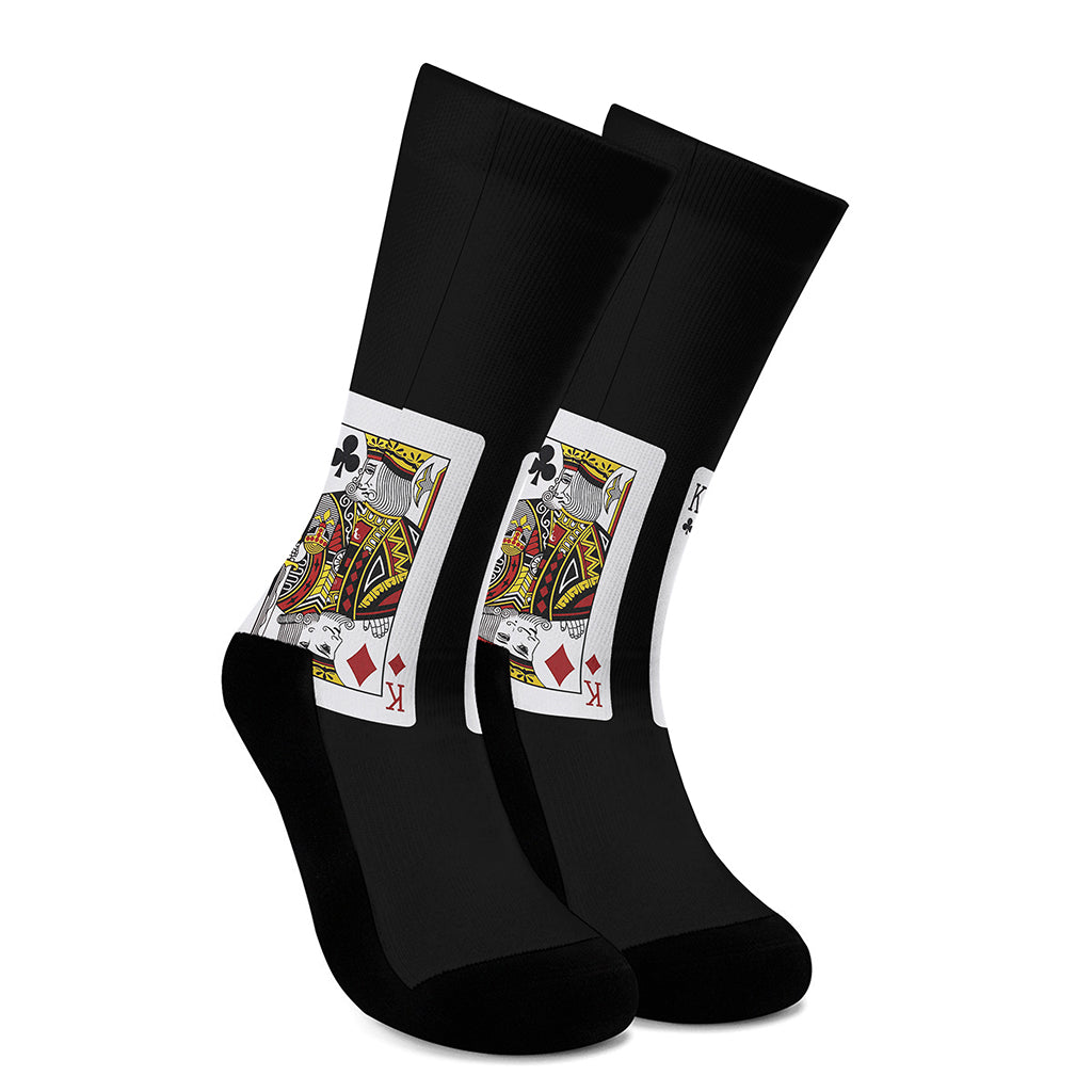 Four Kings Playing Cards Print Crew Socks