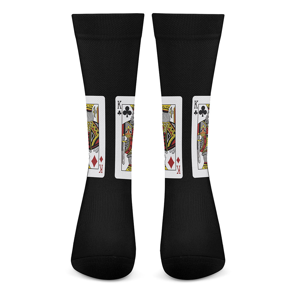 Four Kings Playing Cards Print Crew Socks