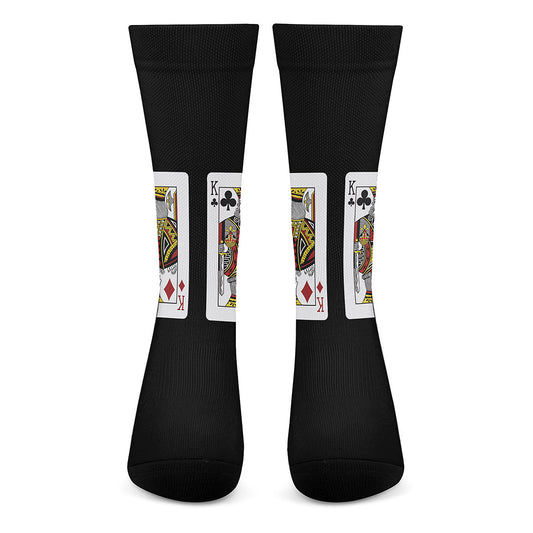 Four Kings Playing Cards Print Crew Socks