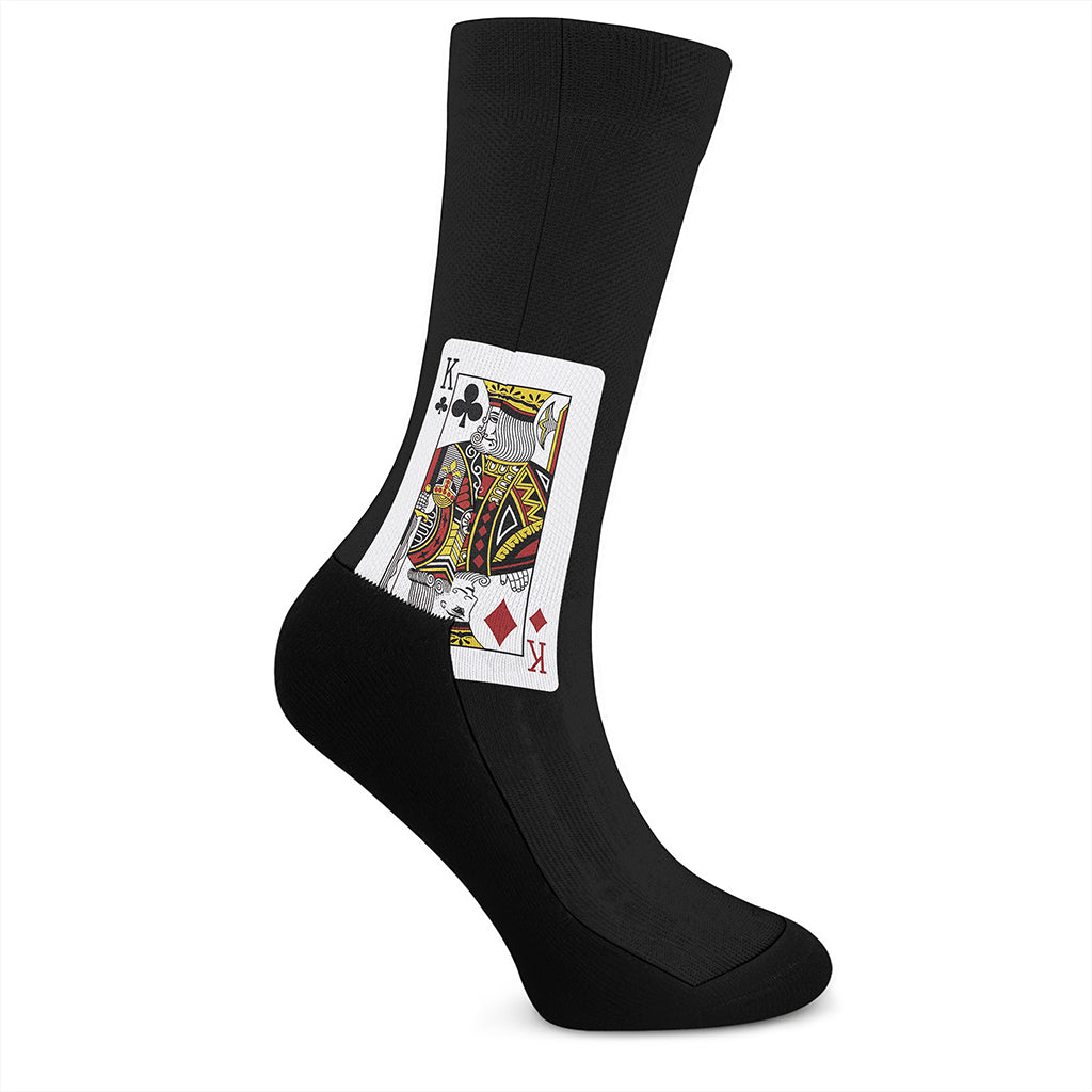 Four Kings Playing Cards Print Crew Socks