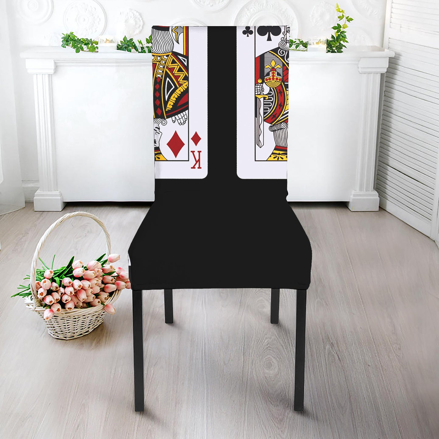 Four Kings Playing Cards Print Dining Chair Slipcover