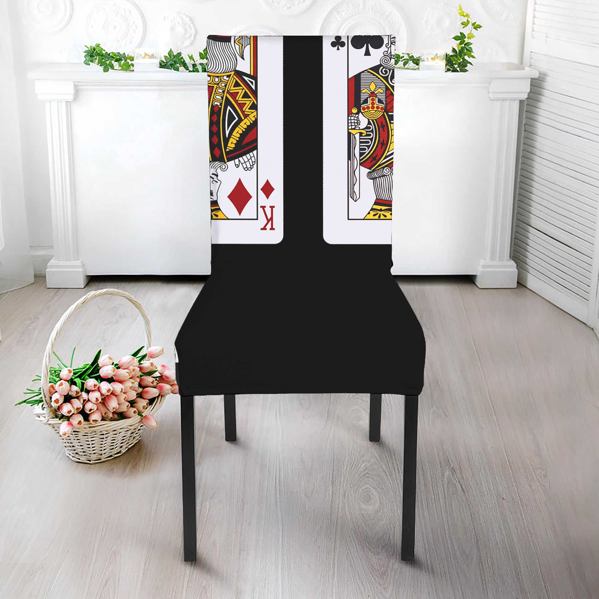 Four Kings Playing Cards Print Dining Chair Slipcover