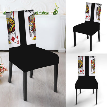 Four Kings Playing Cards Print Dining Chair Slipcover