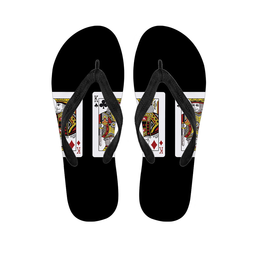 Four Kings Playing Cards Print Flip Flops