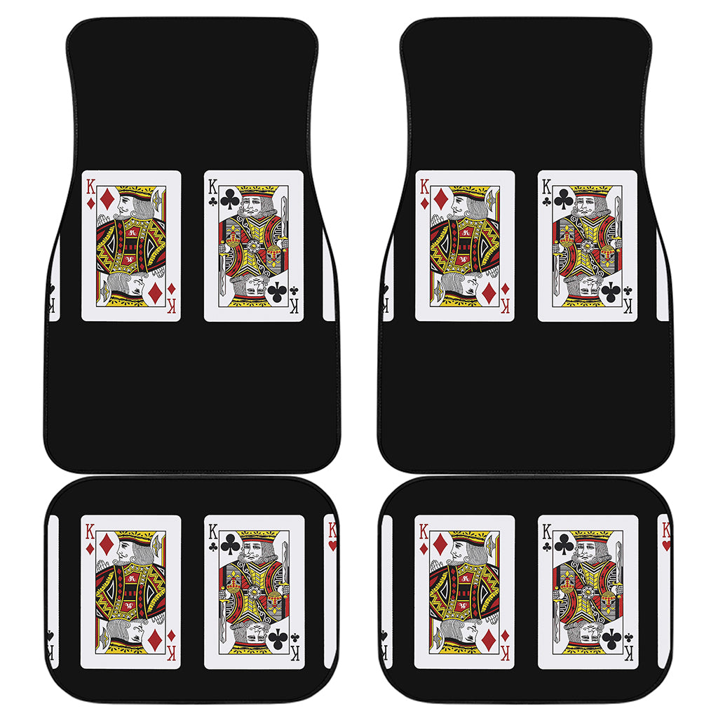 Four Kings Playing Cards Print Front and Back Car Floor Mats