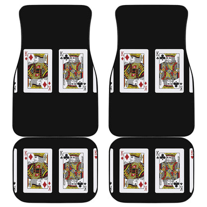 Four Kings Playing Cards Print Front and Back Car Floor Mats