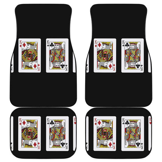 Four Kings Playing Cards Print Front and Back Car Floor Mats