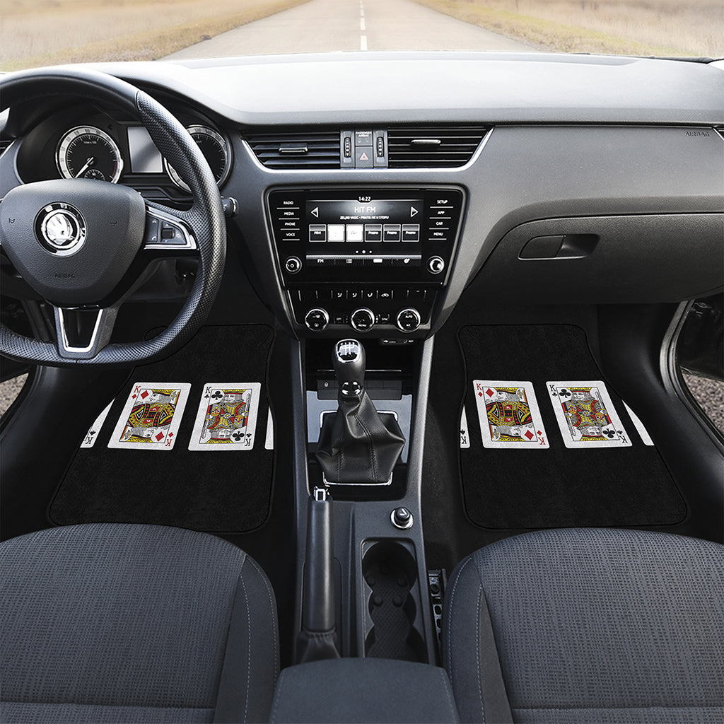 Four Kings Playing Cards Print Front and Back Car Floor Mats
