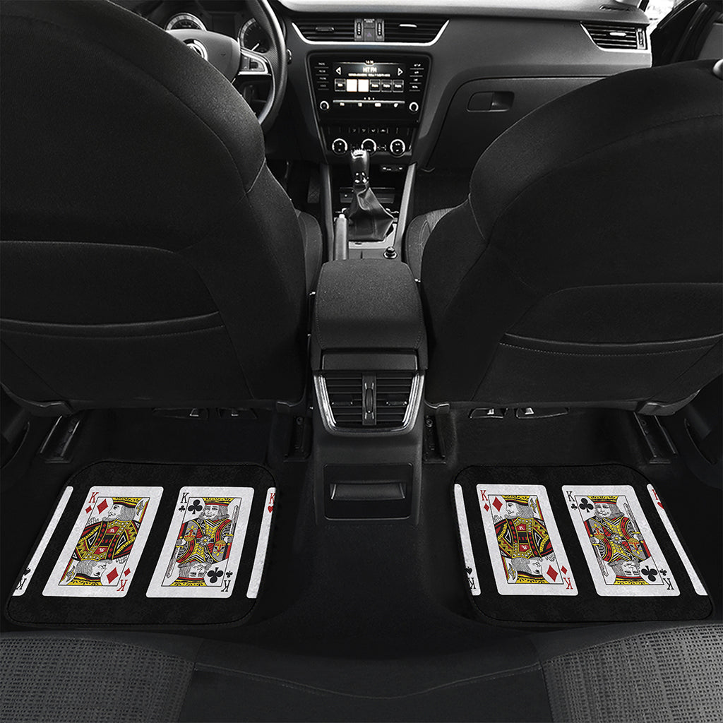 Four Kings Playing Cards Print Front and Back Car Floor Mats
