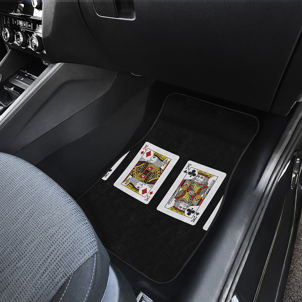 Four Kings Playing Cards Print Front and Back Car Floor Mats