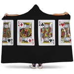 Four Kings Playing Cards Print Hooded Blanket