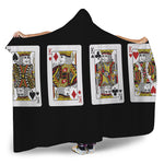 Four Kings Playing Cards Print Hooded Blanket