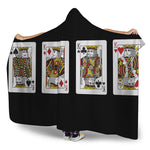 Four Kings Playing Cards Print Hooded Blanket