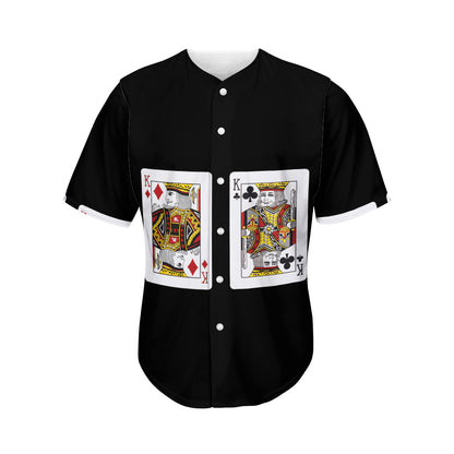 Four Kings Playing Cards Print Men's Baseball Jersey