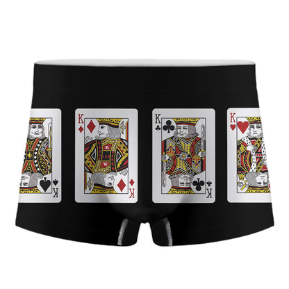 Four Kings Playing Cards Print Men's Boxer Briefs