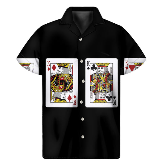 Four Kings Playing Cards Print Men's Short Sleeve Shirt