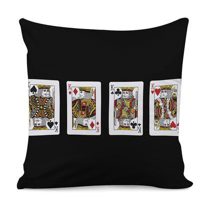 Four Kings Playing Cards Print Pillow Cover