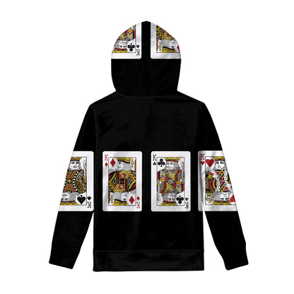 Four Kings Playing Cards Print Pullover Hoodie