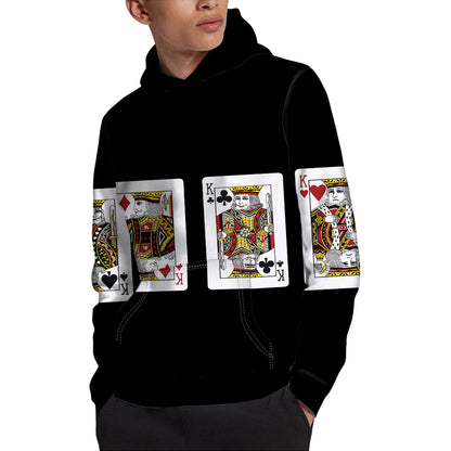 Four Kings Playing Cards Print Pullover Hoodie