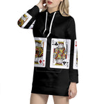 Four Kings Playing Cards Print Pullover Hoodie Dress