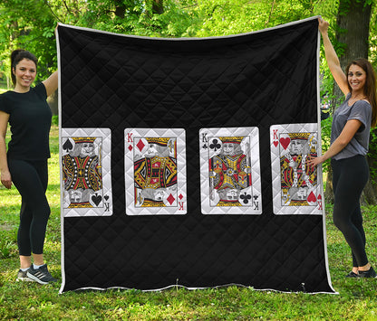 Four Kings Playing Cards Print Quilt