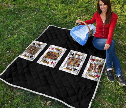 Four Kings Playing Cards Print Quilt