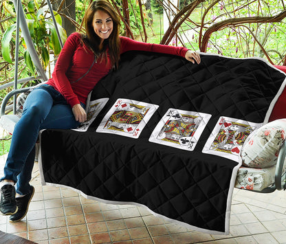 Four Kings Playing Cards Print Quilt