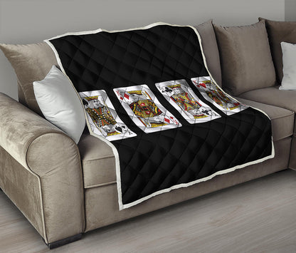 Four Kings Playing Cards Print Quilt