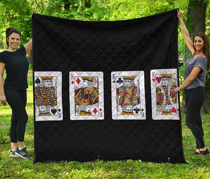 Four Kings Playing Cards Print Quilt