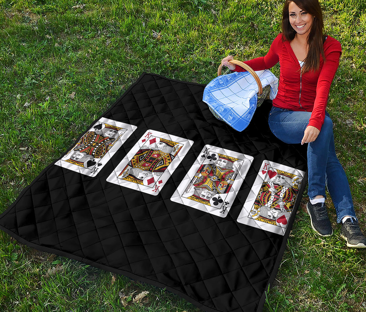 Four Kings Playing Cards Print Quilt