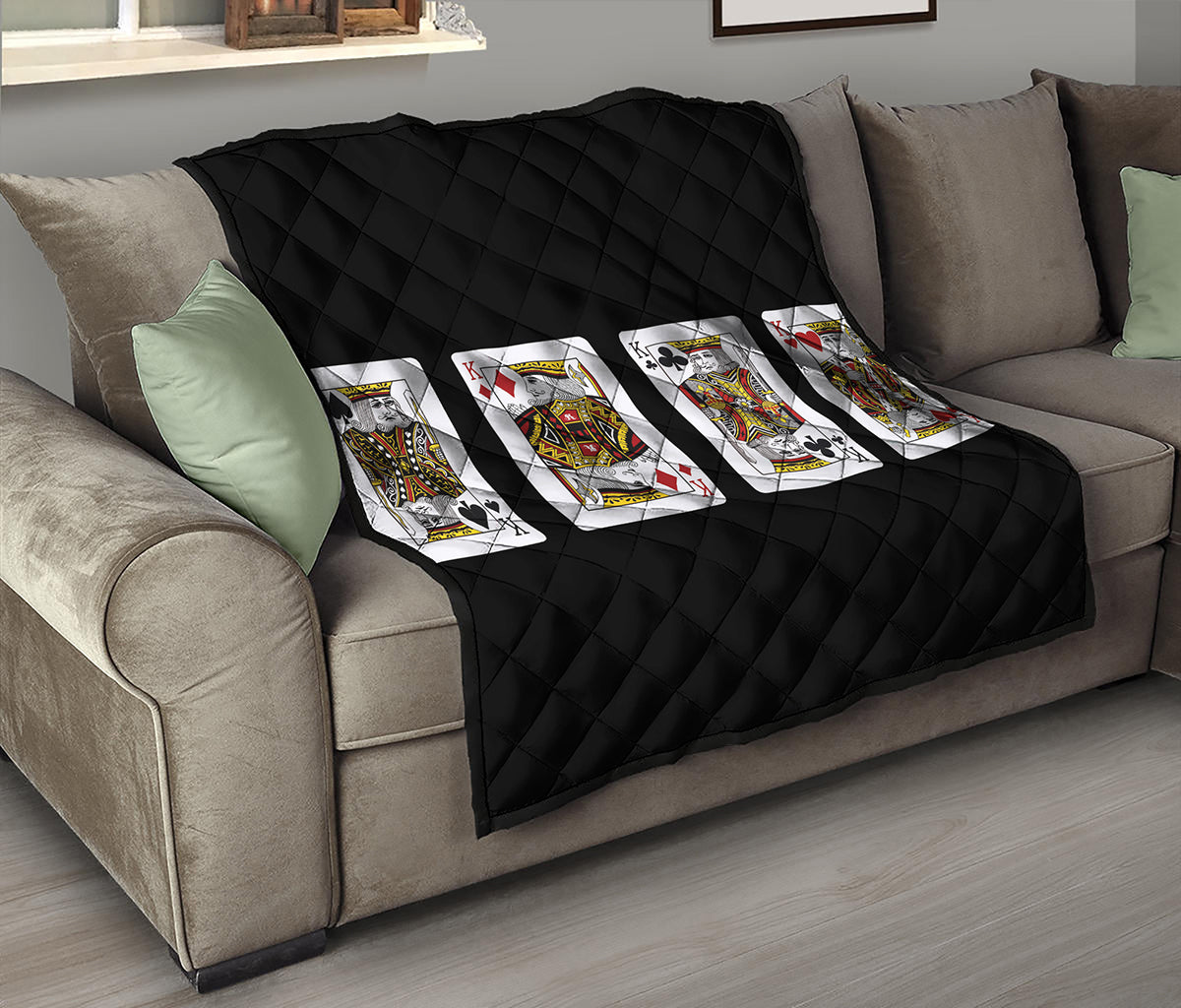 Four Kings Playing Cards Print Quilt