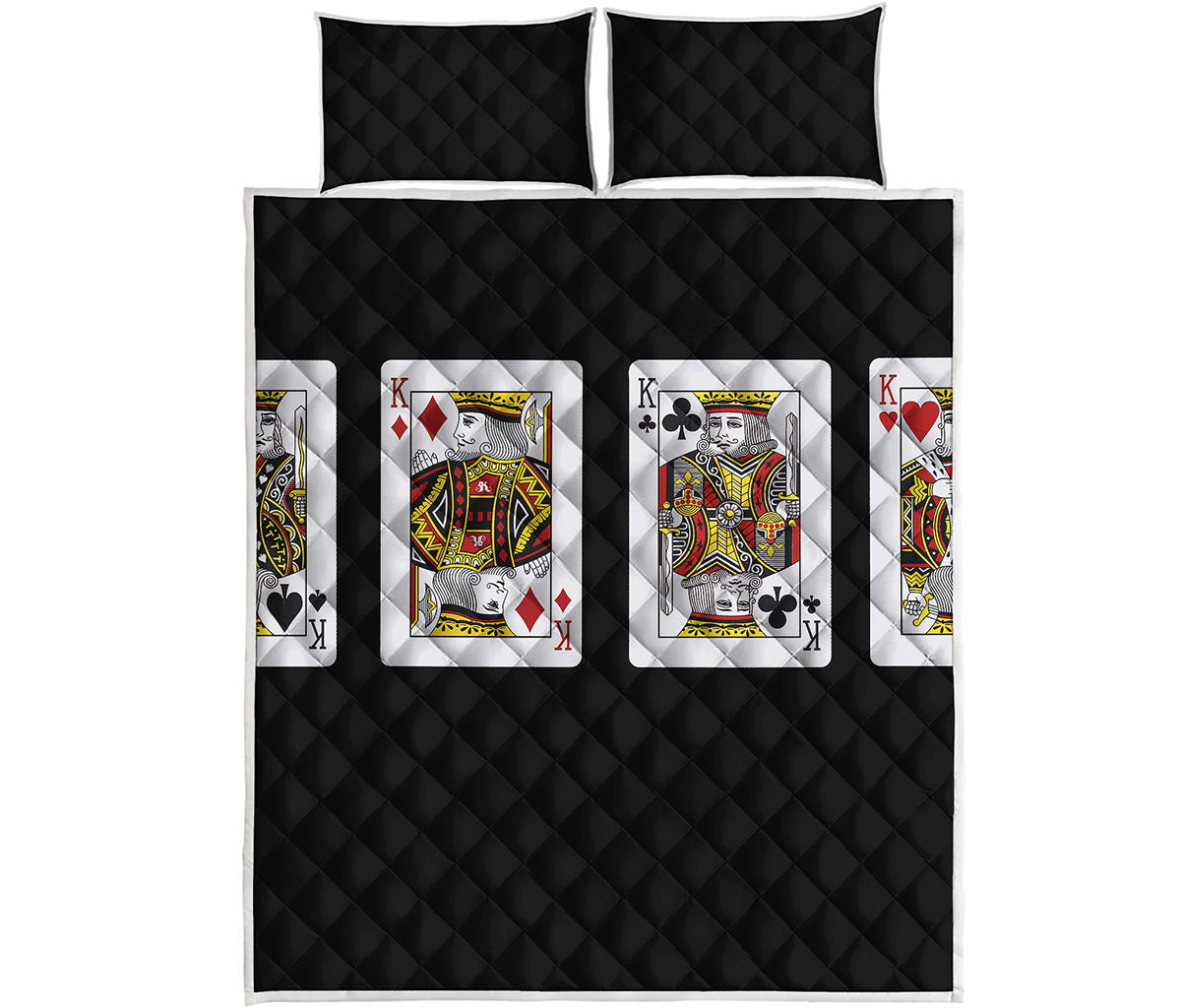 Four Kings Playing Cards Print Quilt Bed Set