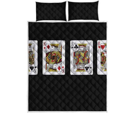 Four Kings Playing Cards Print Quilt Bed Set