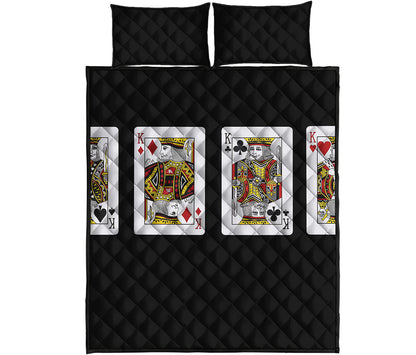 Four Kings Playing Cards Print Quilt Bed Set