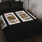 Four Kings Playing Cards Print Quilt Bed Set