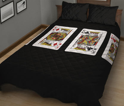 Four Kings Playing Cards Print Quilt Bed Set