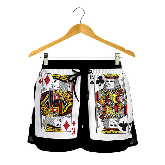 Four Kings Playing Cards Print Women's Shorts
