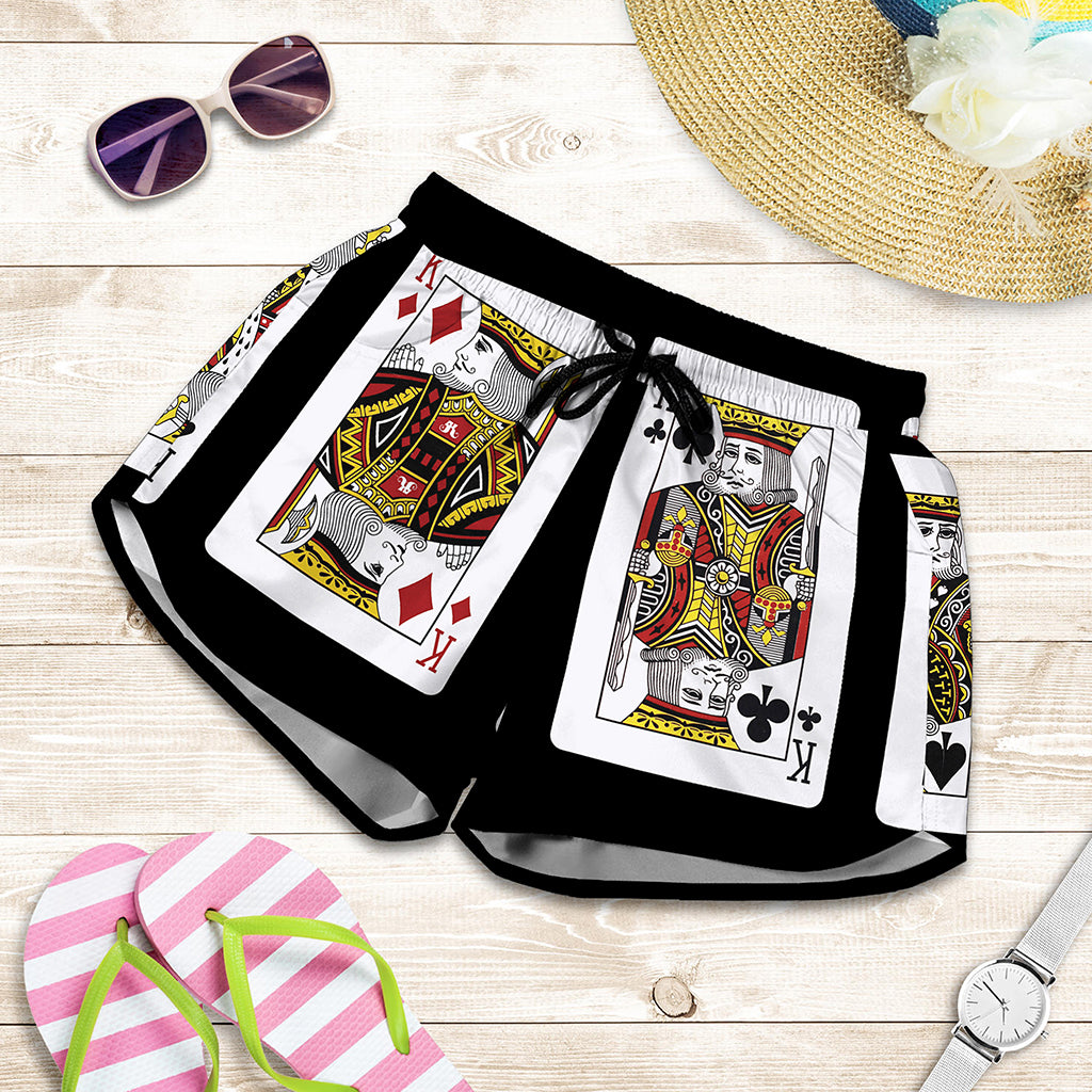 Four Kings Playing Cards Print Women's Shorts