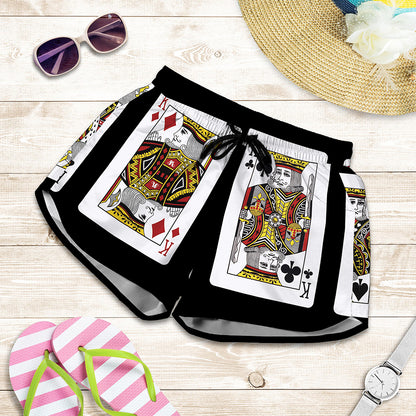 Four Kings Playing Cards Print Women's Shorts