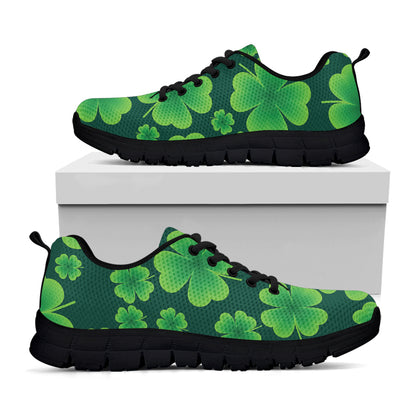 Four-Leaf Clover St. Patrick's Day Print Black Sneakers