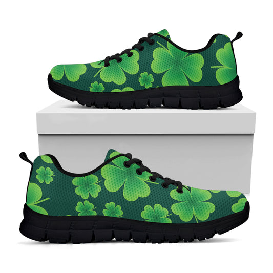 Four-Leaf Clover St. Patrick's Day Print Black Sneakers