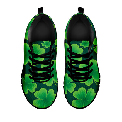 Four-Leaf Clover St. Patrick's Day Print Black Sneakers